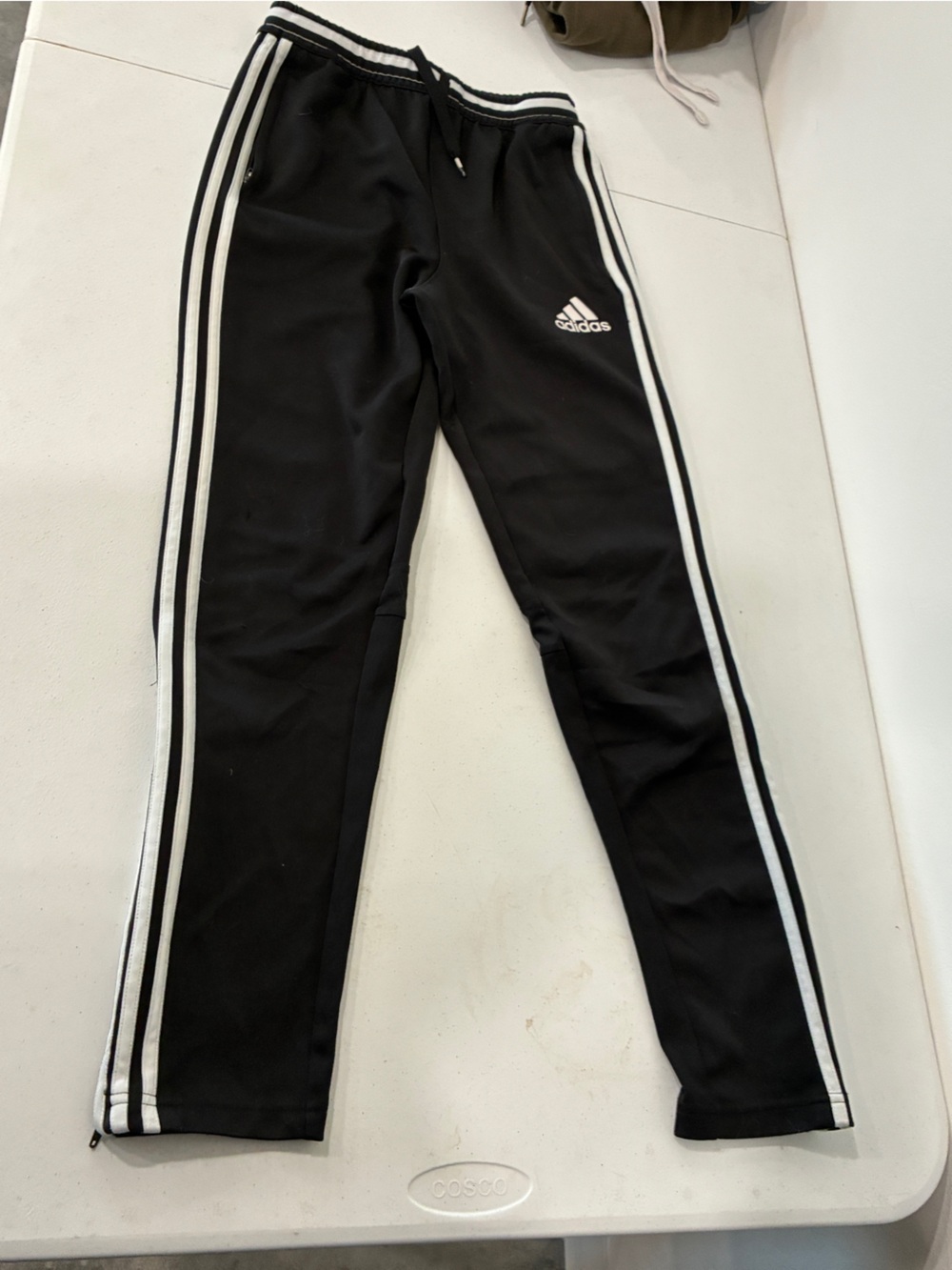 Adidas Kids Black Track Pants with White Stripes